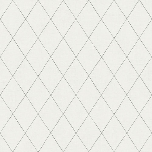 Tapet Ruben, Morgongåva, trellismönster i grått, vit botten
