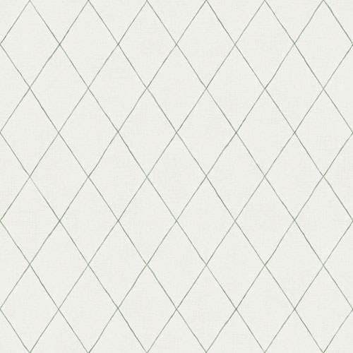 Tapet Ruben, Morgongåva, trellismönster i grönt, vit botten