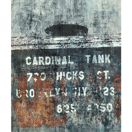 Fondtapet 429787, Industri 2 väggmotiv, bredd 250 cm, höjd 300cm, fartygssida med text i gråblått och rost