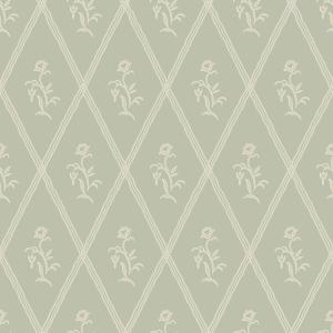 Tapet Signe, Swedish Grace, trellismönster med liten blomma i ljusgrönt, grön bottenfärg