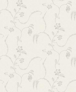 Tapet Elsie, Swedish Grace, slingrande grå blomrankor, 20-tals stil, ljust gråbeige bottenfärg