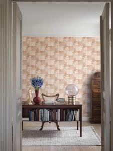 Tapet Mimi, Swedish Grace, trädgård och antika byggnader, beige, aprikos, rosa