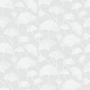 Tapet Sophia, Swedish Grace, Ginkoblad, vitt på vitt med skimmer