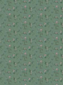 Fondtapet Marlene, Swedish Grace, blommig, stl.196 cm bred, 265 cm hög, grön