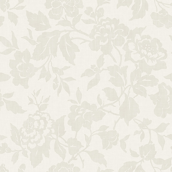 Papperstapet 8608, Borosan 21, grå slingrande blommor och blad på ljusgrå botten