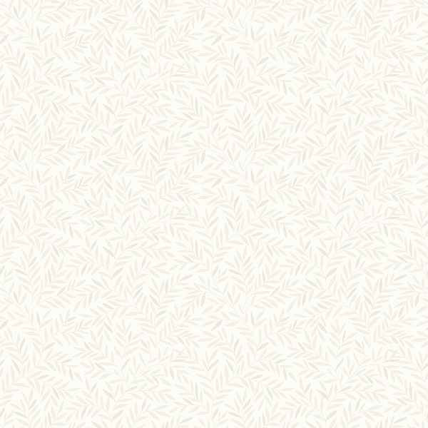 Papperstapet 8610, Borosan 21, små ljusgrå blad, vit botten