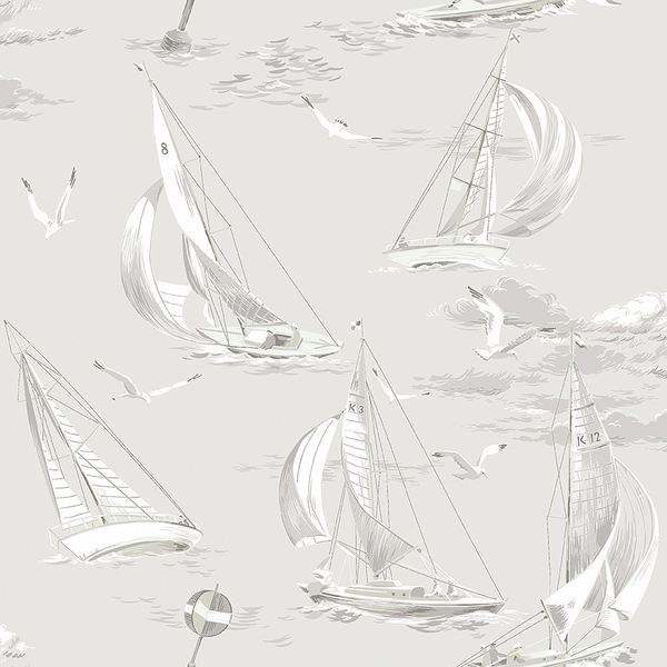 Tapet Sailboats, Marstrand II, kappsegling i hård vind, grå