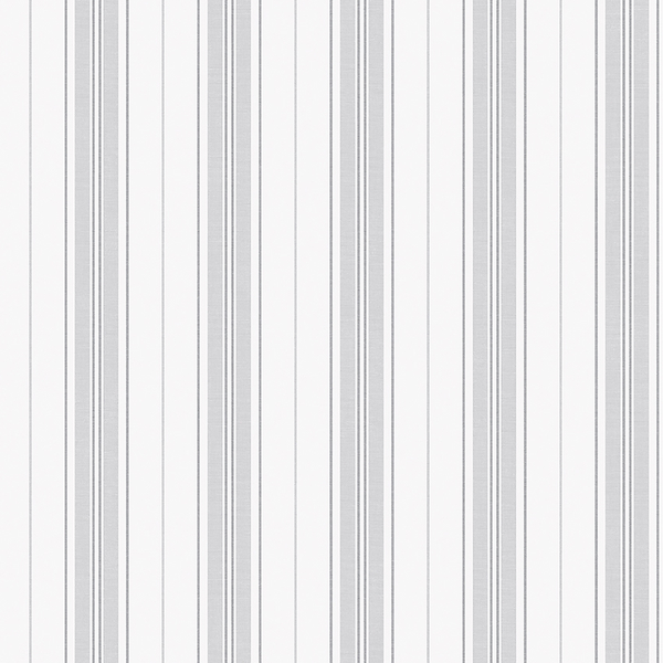 Tapet Hamnskär Stripe, Marstrand II, olika breda ränder i grått och vitt