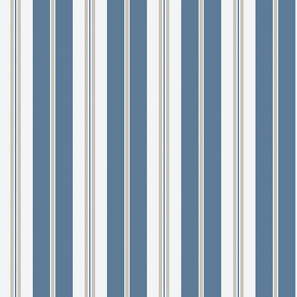 Tapet Sandhamn Stripe, Marstrand II, ränder i blågrått, beige och benvit