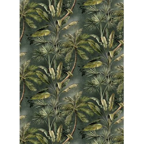 Vinyltapet BLD22782, Blooming väggmotiv,  tropiska stora växter, grön