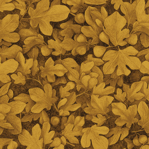 Tapet Ficus Gold, Kent, fikusblad, ockragul