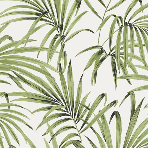 Tapet Palm Greenery, Lotus, ståtliga palmblad i grönt. Antikvit botten