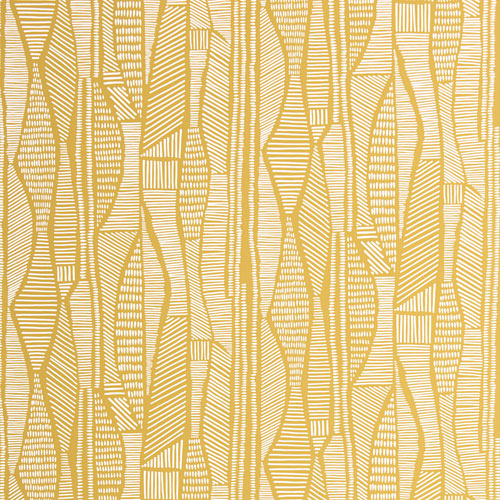 Tapet Skylark Springtime, Pioneer, abstrakt landskap i vit, gul botten.