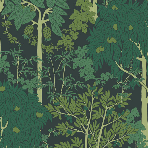 Tapet Amazone Grennery, Olivia, träd, grön, svart