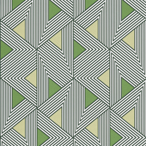Tapet Ferro Greenery, Wild, skimrig geometriskt uttryck i grön.