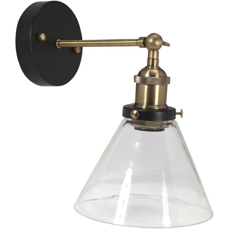 Vägglampa, LAMBDA, IP23-klassad för badrum, klarglas