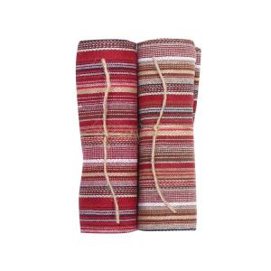Kökshanddukar GOA i återvunnen bomull i två-pack, randig i röda nyanser