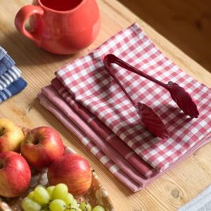 Kökshanddukar RECYCLE, 4-pack, Stl. 50x70 cm, hallonrosa, vit