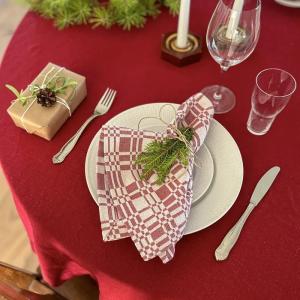 Duk MEJA 140x250cm enfärgad återvunnen textil, röd