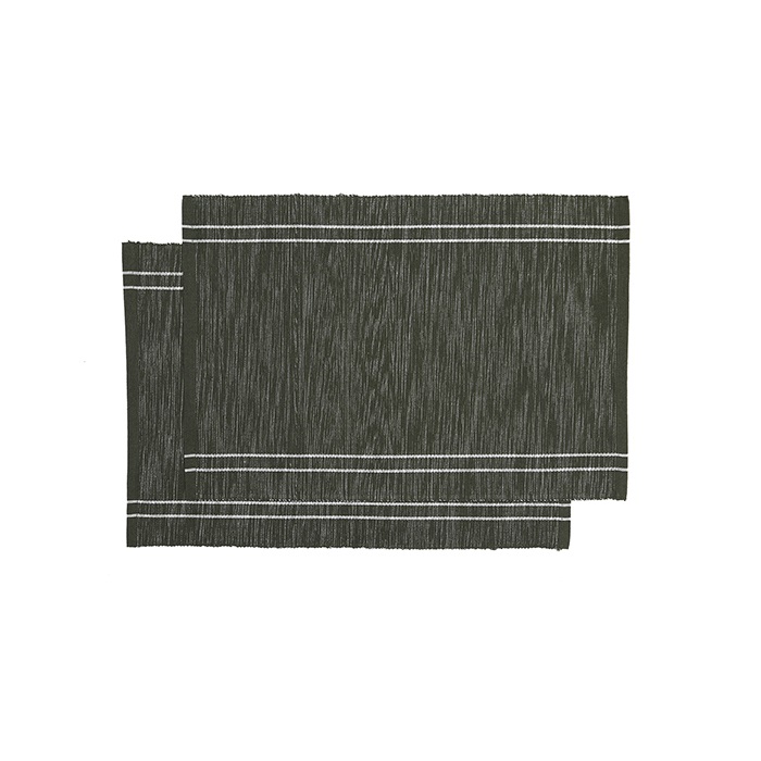 Bordstablett RUNE, 2-pack, enfärgad med smal rand, recycle, stl.33x45cm, olivgrön, beige