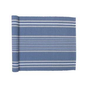 Löpare LINDA randig i blått, vitt och beige i återvunnet material