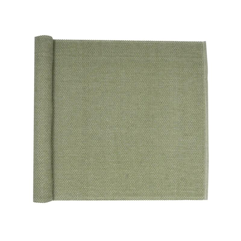 Löpare KALLE enfärgad, melerad, recycle, vävd i grönt och beige, stl.45x140 cm