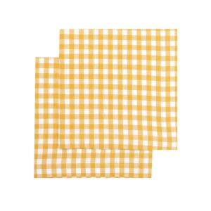 Servett eller liten duk, BELLA, 2-pack stl. 45x45cm återvunnet material, smårutig i gult och vitt