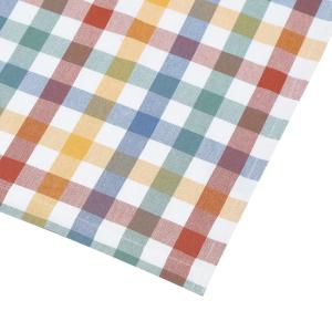 Gardinkappa RUTH, återvunnet material, rutig i gult, blått, grönt, beige och rost