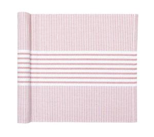 Löpare ISA, vävd randig duk/bordslöpare i klassisk stil, recycle i ljusrosa och vitt
