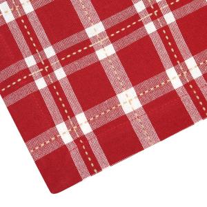 Rutig metervara ANN i återvunnet material i rött, sand och beige