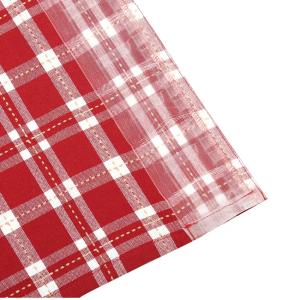 Gardinlängd ANN, rutig i återvunnet material i rött, sand och beige