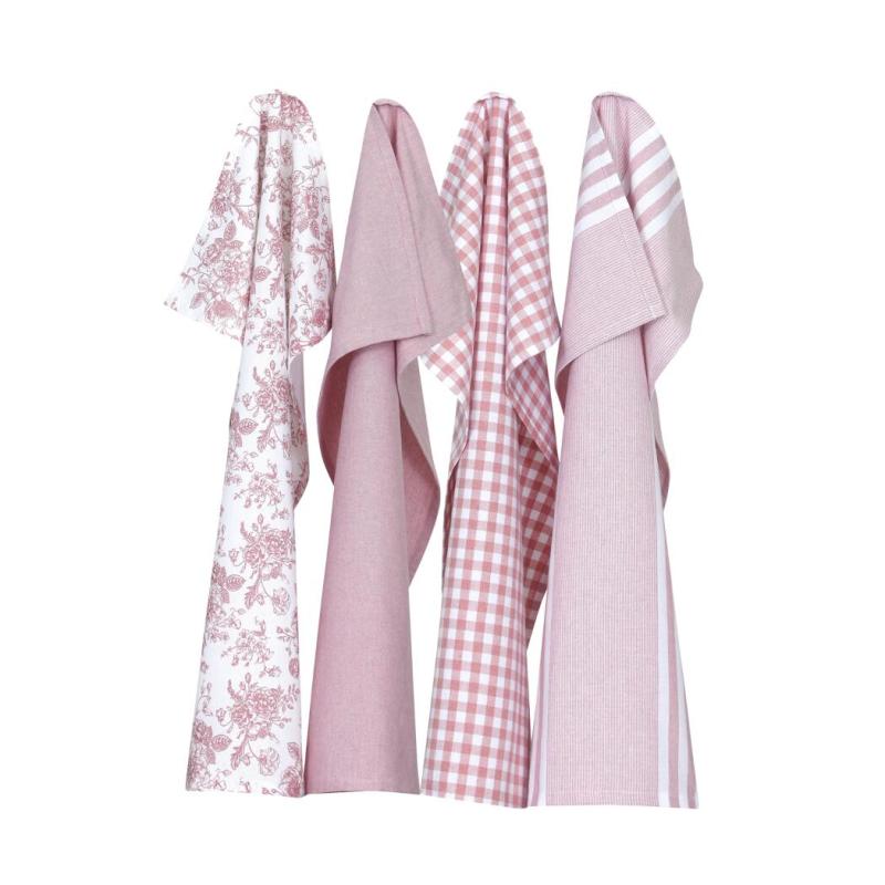 Kökshanddukar RECYCLE LINNEA, mix i 4-pack, ljusrosa och vitt