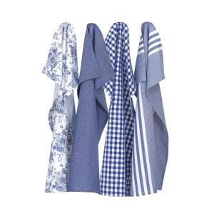 Kökshanddukar RECYCLE LINNEA, mix i 4-pack, blått och vitt