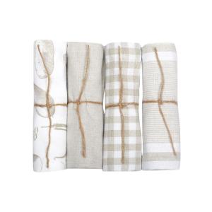 Kökshanddukar RECYCLE LINNEA, mix i 4-pack, linnefärg och vitt