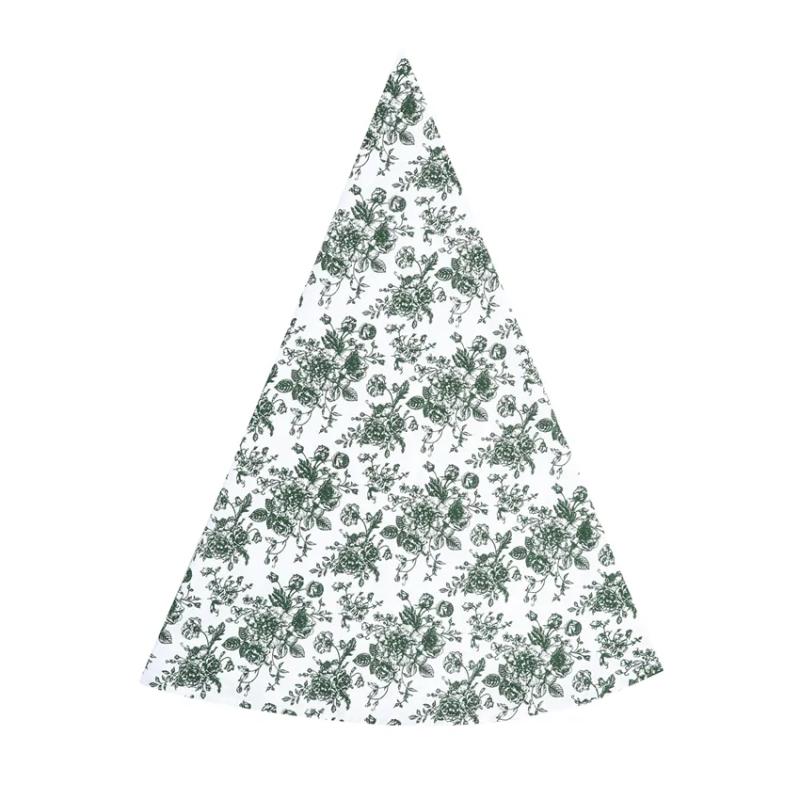 Rund Duk JUNI, återvunnet material, med små olivgröna blommor i klasar på vit botten