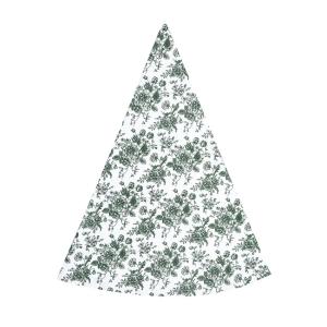 Rund Duk JUNI, återvunnet material, med små olivgröna blommor i klasar på vit botten