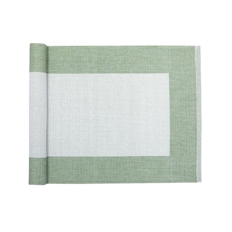 Löpare POPPY i grönt och vitt med mörkare grön ram runt kanterna