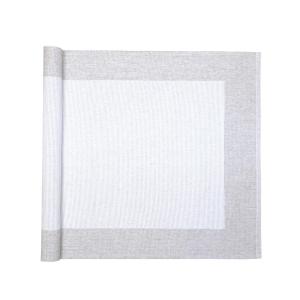 Löpare POPPY i ljusgrått och vitt med mörkare ljusgrå ram runt kanterna, stl.45x140cm