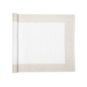 Löpare POPPY i linnefärg och vitt med mörkare linnefärgad ram runt kanterna, stl.45x140cm