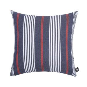 Kuddfodral HAMPUS, återvunnet material, randig i marin stil i marinblått, offwhite och röd
