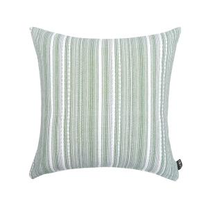 Kuddfodral EBBA, återvunnet material, vävt randigt i grönt och offwhite