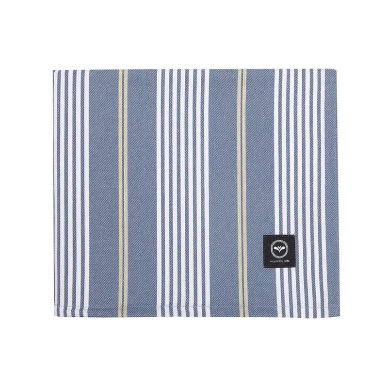 Avtorkningsbar duk HAMPUS, randig i marin stil i gråblått, offwhite och beige i återvunnet material