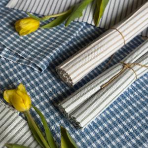 Bordstablett, tallriksunderlägg TYRA i två-pack, återvunnet material, randig i vitt och grönt