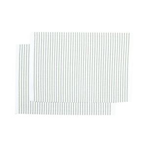 Bordstablett, tallriksunderlägg TYRA i två-pack, återvunnet material, randig i vitt och grönt