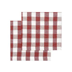 Servett eller liten duk, BÖRJE, 2-pack, rutig i återvunnet material i rött, vitt och beige