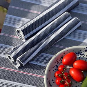 Löpare SIGRID, återvunnet material, breda ränder i vitt och marinblått