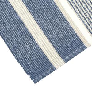 Löpare GRETA randig i gråblått, offwhite och linnefärg, stl 33x120cm