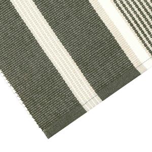 Löpare GRETA randig i olivgrönt, offwhite och linnefärg, stl 33x240cm