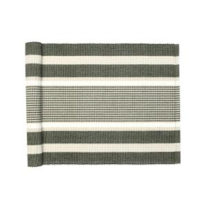 Löpare GRETA randig i olivgrönt, offwhite och linnefärg, stl 33x240cm