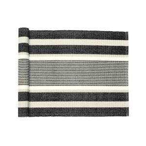 Löpare GRETA randig i svart, offwhite och linnefärg, stl 33x120cm